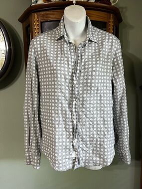 Frank & Eileen Gray and White Polka Dot Eileen Button Down 100% Cotton Size XS
